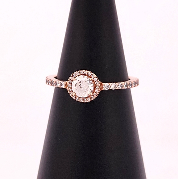 Rose Gold Pandora Classic Sparkle Halo Ring - Picture 1 of 4
